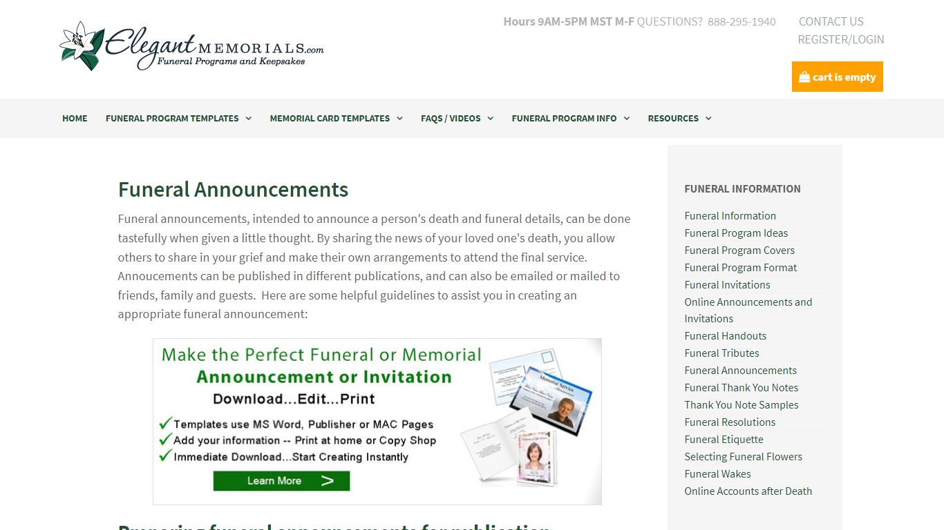 Funeral Announcements | Memorial Announcement Template | Obituary ...